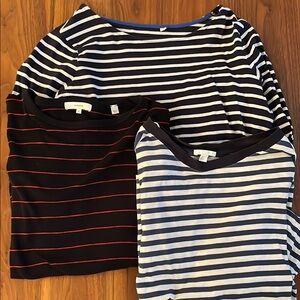 Striped long sleeve shirts - dark blue white or red. Vince Boden & Cos medium